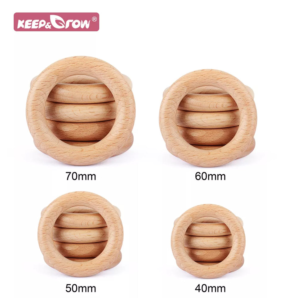 5pcs Beech Wooden Ring Food Grade 40/50/60/70mm DIY Bracelet Crafts Gift Teething Accessory Nursing Bangles Wooden Baby Teether