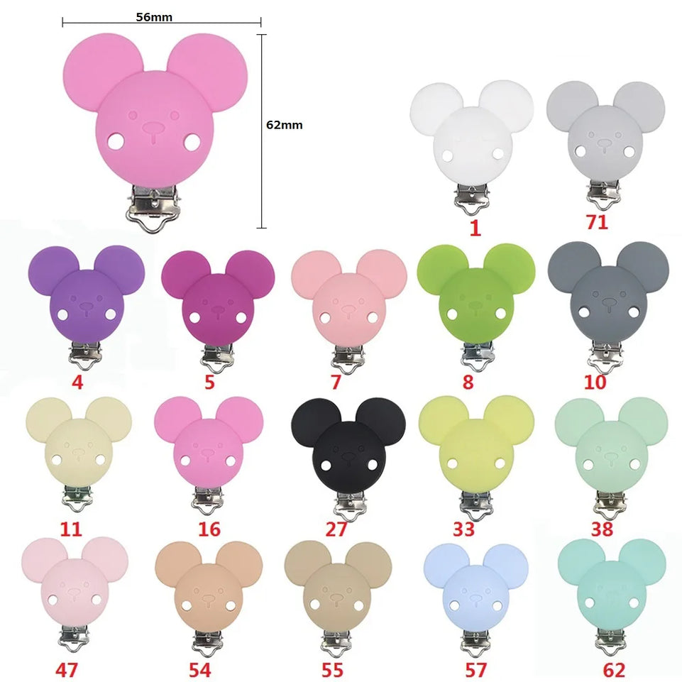 BOBO.BOX 1pc Silicone Beads Mouse Pacifer Clips Accessories DIY Baby Clips Chain Nipple Holder Soother Nursing Silicone Clip Toy