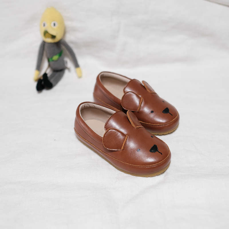 New Cartoon Rabbit Bear Children's Casual Shoes Genuine Leather Fashion Girls Shoes Baby Boys School Flats