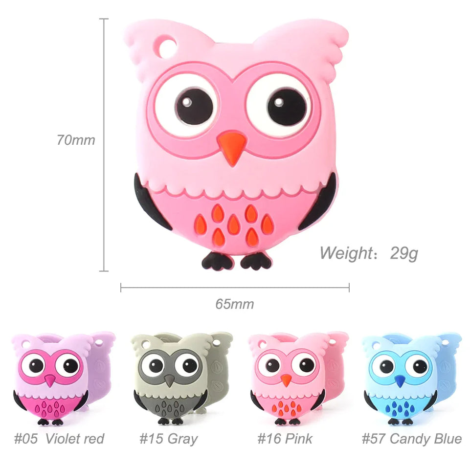 Keep&Grow 1pc Owl Silicone Teethers Food Grade For DIY Baby Teething Necklace Silicone Beads Teething Toddler Toys