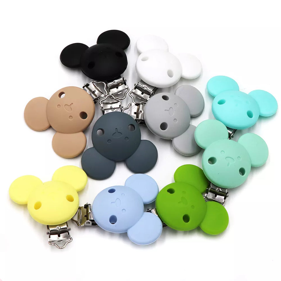 BOBO.BOX 1pc Silicone Beads Mouse Pacifer Clips Accessories DIY Baby Clips Chain Nipple Holder Soother Nursing Silicone Clip Toy