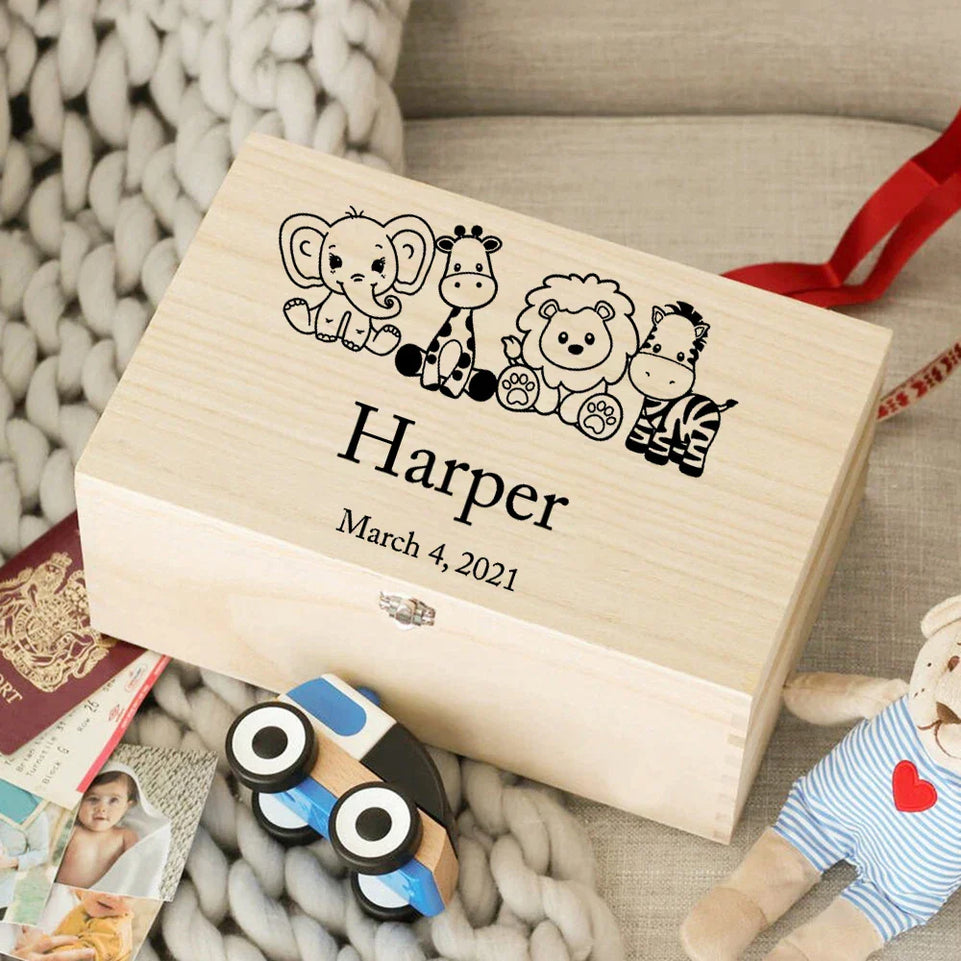 Custom Baby Wooden Memory Box Newbron Shower Gift Personalized Infant  Keepsake Box Baby Birth Stats Box Umbilical Cord Box