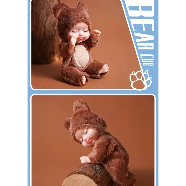 1pcs Kawaii 12cm Simulation Rebirth Dolls Toy Mini Cute Sleeping Baby Series Doll Cartoon Animal Toy for Kids Birthday Gift
