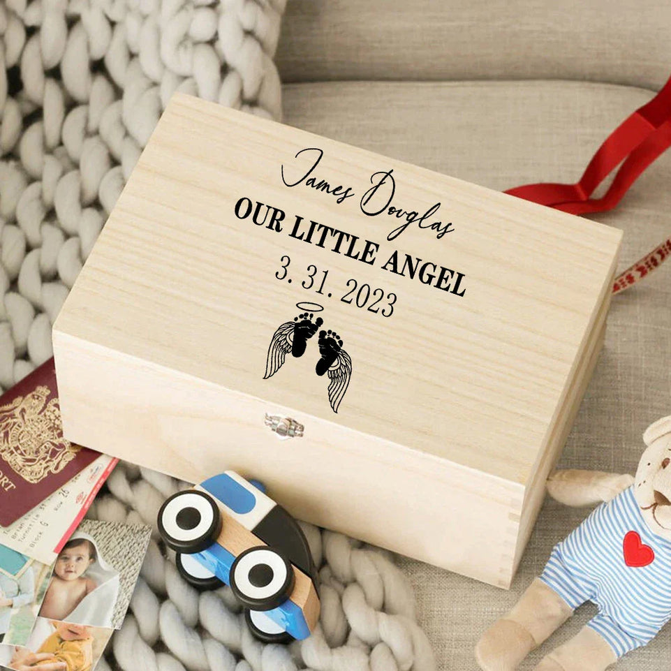Custom Baby Wooden Memory Box Newbron Shower Gift Personalized Infant  Keepsake Box Baby Birth Stats Box Umbilical Cord Box