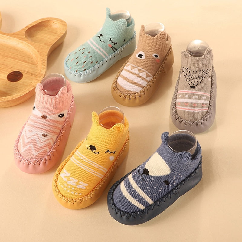 2023 New Born Baby Socks with Rubber Soles Infant Baby Girls Boys Shoes Spring Autumn Baby Floor Socks Anti Slip Soft Sole Sock